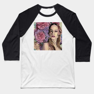 Beautiful girl with roses Baseball T-Shirt